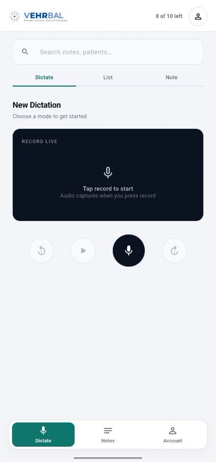 VEHRBAL mobile app screenshot